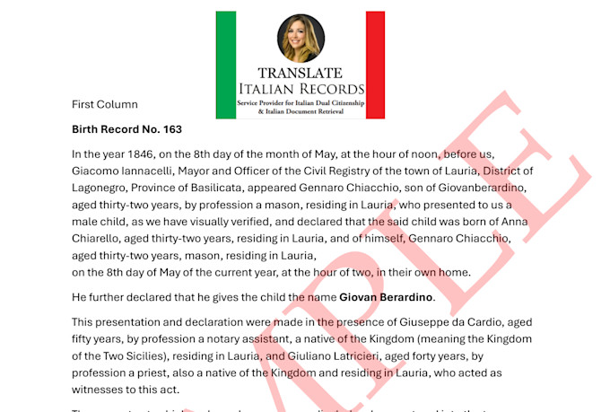 transcribe and translate italian genealogy records